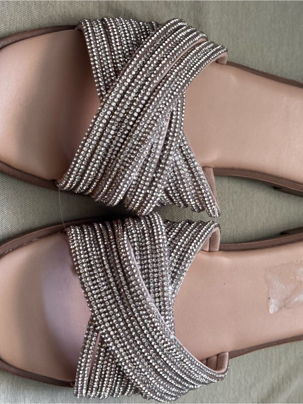 H&M Crystal-Embellished Blush Slide Sandals